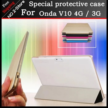 Ultra tenké 3 fold Folio PU kožené stojan, kryt prípade Onda V10 4G/3G hovoru telefón 10.1 palcový tablet pc Multi-farebné voliteľné+darček