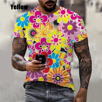 2023 Hot Predaj Kvetinové Módne 3D Tlač T-shirt Krátkym rukávom Bežné Kolo Krku Top pánske Oblečenie