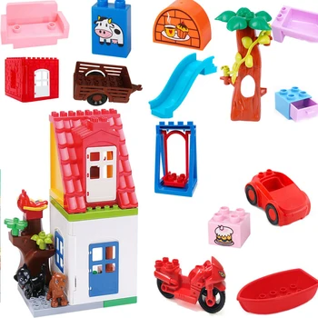 DIY Druhom Poschodí Domu s Nábytkom kombinácie Stavebných Blokov Vzdelávacie Deti Hračky s Deťmi Časti Detská hračka Dary