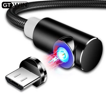 GTWIN 90 Stupňov Magnetického USB Kábel Na iPhone 12 Xiao Samsung Magnetické Plnenie Micro USB Typu C Kábla Telefónu Koleno Nabíjačky