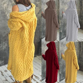 Tilorraine 2021 Európskych a Amerických nové žien cardigan twist vrkoč lenivý vietor s kapucňou dlhý sveter sveter nadrozmerné cardigan