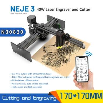 NEJE 3 40W Laser Rytec, 5.5-7.5 W Výstupný CNC Laser Cutter / Tlačiareň, 3D Dreva Router Gravírovanie a Rezanie Stroj