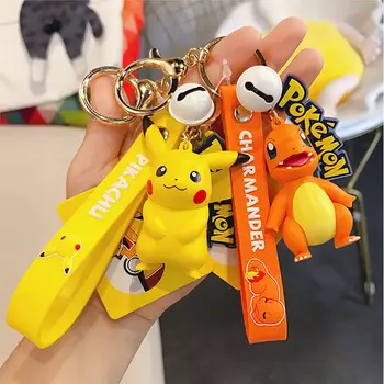 Pokémon Pikachu Keychain Skutočné Roztomilé Anime, Komiksu, Pokémon Akcie Obrázok Charizard Keyring Kawaii Model Hračka Bábika Deti Dievča, Darček