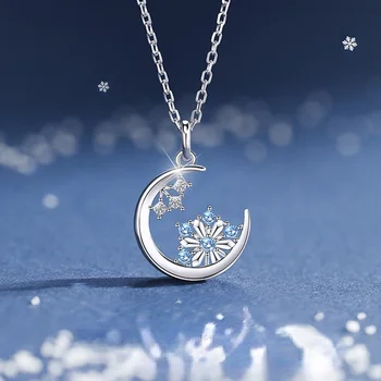 Nový Náhrdelník 2021 Móda Hviezd Mesiac Kúzlo Náhrdelník Snowflake Jemné Clavicle Drahokamu Reťazca Náhrdelník Pre Ženy Šperky