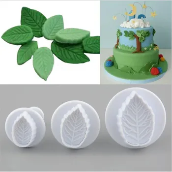 3ks Tortu Rose Leaf Piest Fondant Zdobenie Cukru Plavidlá Formy Fréza Cake Zdobenie Pečiva Cookie Tortu Nástroje