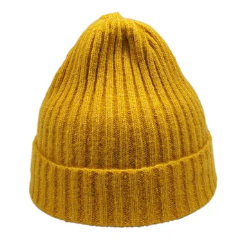 Zmiešané Farby Zimná Čiapka Pletený Hat pre Mužov, Ženy Prekladané Tvar Čiapky Tmavo Modrá Zelená Čierna Žltá