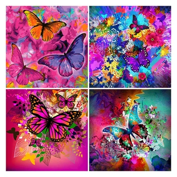 LZAIQIZG Plné Námestie/Round-Diamond Maľovanie Abstraktné Motýľ Diamond Výšivky Predaj Kvet Remeselníkov, Dekorácie Pre Domov