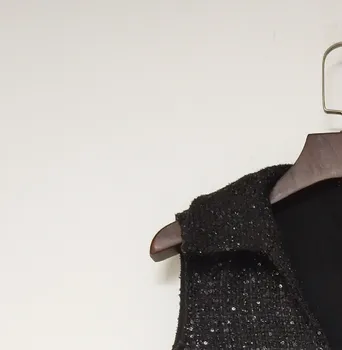 Sequined Ženy Vesta Tweed bez Rukávov tvaru All-zápas Ženskej Krátka Srsť s Tlačidlami na Jeseň Nové 2021