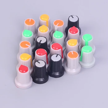 20Pcs 6 mm Plastové Závitové Ryhovanej Potenciometer Gombíky Čiapky 15*17 mm náhodné farby