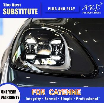 AKD Vedúci svetlo na Porsche Cayenne LED Reflektor 2011-2018 Svetlomety Cayenne DRL Zase Signálu Vysoká svetla Angel Eye Objektív Projektora
