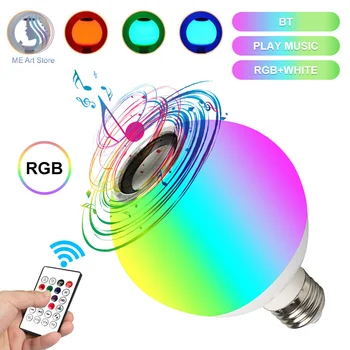 E27 Smart RGB Žiarovka, Bluetooth, Reproduktory, Lampy Stmievateľné LED Wireless Music Žiaroviek Svetla Farby s Diaľkovým ovládačom