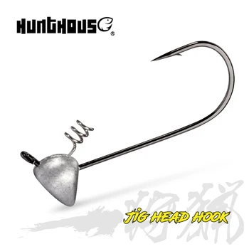 Hunthouse 3.5 g 5g 6.5 g 4pcs/taška vratky hlavu prípravky Mäkké Rybárske háku Plochou Tvárou Shakey Jig Rybárske Náčinie pre Lákať Príslušenstvo