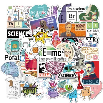 50pcs Zábavné Vedy Lab Nálepky Fyzika Chémia Biológia Experiment Nálepky, Nálepky pre Deti Student Notebook Prípade Telefón