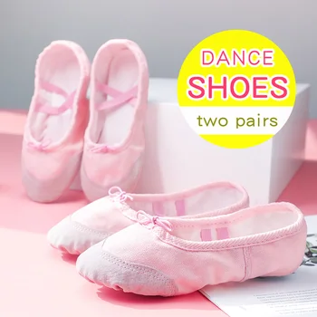 Balet Topánky Tanečné Topánky Deti, Dievčatá, Ženy, Balet Papuče Krytý Tanečnej Praxi Obuv 2 Páry