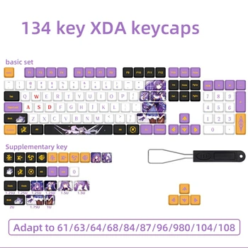 PBT 134 Kľúče Keqing Keycaps XDA Profil FARBIVO-Sub Mechanické Klávesnice Keycap Pre Cherry MX Prepínač 6.25 U medzerník Genshin Vplyv