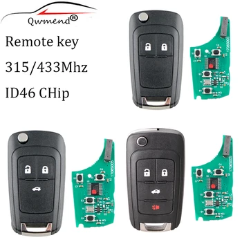QWMEND Auto Alarm, Diaľkové Tlačidlo pre Chevrolet Cruze Epica Lova Camaro Impala 2/3/4 Tlačidlo 315Mhz/433Mhz ID46/PCF7931E Čip Kľúč