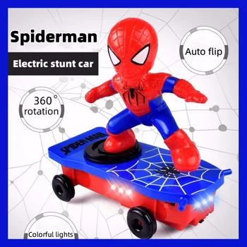 New Avengers Spiderman Automatické Flip Otáčania Skateboard Acousto-optický Auto Elektrické Hudobné Hračky Kúsok Skútre Vianočný Darček