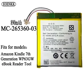 MC-265360 Pre Kindle 499 558 7. 8. Generácie SY69JL WP63GW 58-000151 MC-265360-03 Batérie Telefónu Bateria