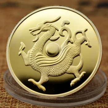 999 postriebrený a pozlátený Medailón Štyroch Starovekých Mýtické Zver Série Plastický Kovové Pamätné Mince Darček Feng Shui