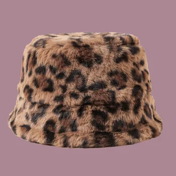 Jesenné A Zimné Kožušiny Leopard Monochromatické Klobúk Deti Kórejské Deti Vedierko Hat Rybár, Baby, Klobúk Plyšové Vedierko Hat