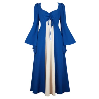 Stredoveké Renesančné Šaty Plus Veľkosť Cosplay Kostým Viktoriánskej Šaty Trúby Rukávy Pás Chudnutie Dlhé Šaty Pre Ženy