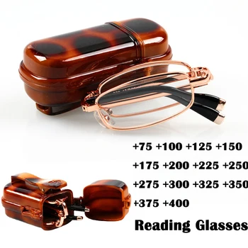 Vintage Mini Skladacie Okuliare Na Čítanie Muži Ženy Nerozbitného Zväčšovacie Reader Presbyopic Okuliare Full Frame S Puzdrom +175 225