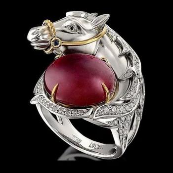 Kreatívne Despotický Kôň Objatie, Red Crystal Prst Prsteň Micro Spevnené Oslňujúci AAA CZ Drahokamu pre Mužov Strany Šperky