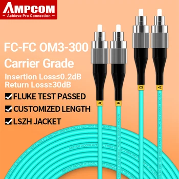 AMPCOM OM3 FC na FC UPC Fiber Optické Patch Kábel Multimode Duplex MMF 50/125µm 10Gbps Ohýbať Necitlivé 2.0 mm Optický Kábel