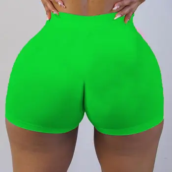 HAOYUAN Sexy Vysoký Pás Spandex Korisť Šortky Neon Zelená Dámske Fitness Krátke Nohavice Letné Tvárny Dna Snack Šortky