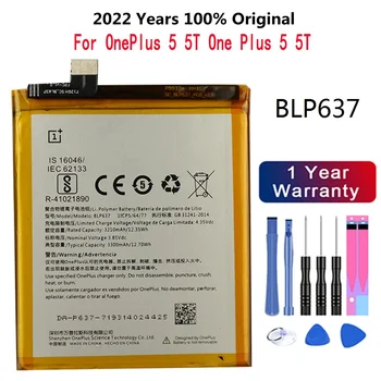 100% Originálne Batérie BLP637 pre OnePlus 5 A5001 OnePlus 5T A5010 3300mAh Náhradný Telefón na Jeden Plus 5 5T Batérie