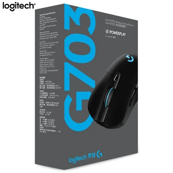Logitech G703 LIGHTSPEED Bezdrôtová Herná Myš 2,4 Ghz Ergonomická Optická Myš 12000DPI RGB POWERPLAY Plnenie Myši pre PC, Notebook