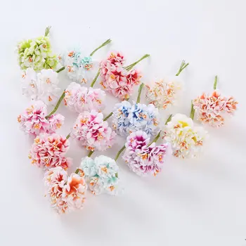 6Pcs Hodváb Gradient Stamen Umelé Kvety Ručne Kytice Pre Svadobné Domáce Dekorácie DIY Scrapbooking Veniec Falošné Kvety