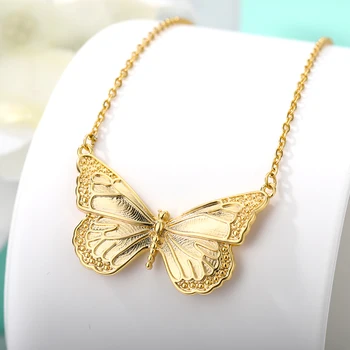 Módny Prívesok Motýľ Náhrdelník pre Ženy, Šperky, Doplnky z Nerezovej Ocele Clavicle Reťazca Motýle Náhrdelníky Boho