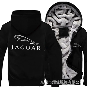 2022 zimné vytlačené JAGUAR auto logo pribrala kabát bežné mužov zips mužov plyšové kabát