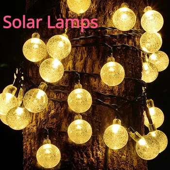 50 Led Crystal Ball Solárne Svetlo Led Outdoor IP65 Vodeodolný String Víla Lampy Solárne Záhradné Vence, Vianočné Dekorácie