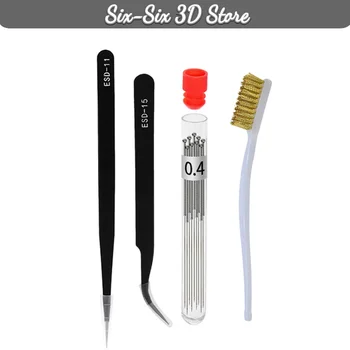 10pcs/veľa 3D Tlačiarne Diely Ohybný Nástavec Cleaner Hotend Čistiace Ihly vrtáka Kefa Pinzety Tool Kit pre 3 vzdať sa