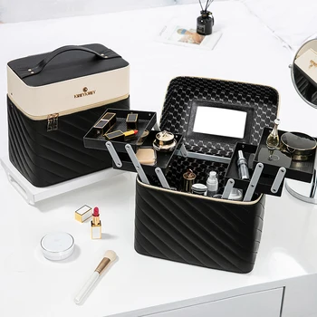 Veľkú Kapacitu Make-Up Taška Módu Toaletná Kozmetické Úložný Box Prenosný Tvoria Kufor