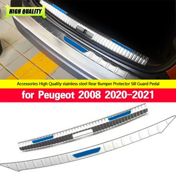 Vhodné na Peugeot 2008 II 2020 2021 Auto Doplnky z Nerezovej Ocele Vnútorné&Vonkajší Zadný Nárazník Chrániť Prahu batožinového priestoru Kryt Dosky