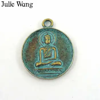 Julie Wang 5-50PCS Kolo Buddha Charms Symbol Svastiky Starožitné Zelená Zliatiny Náhrdelník Náramok Šperky, Takže Nájsť Príslušenstvo