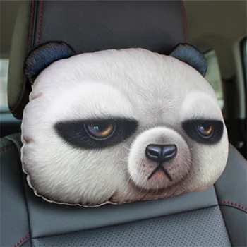 CHIZIYO 3D Mačka, Pes Panda Králik Tlač Zvieratá Hlavy autosedačky Zahŕňa Zvyšok Krku Plyšový Vankúš Bezpečnostné opierky hlavy Bez náplne