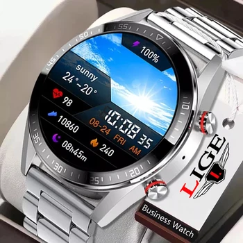LIGE 2022 Nové 454*454 Obrazovke, Smart Hodinky Vždy Zobrazovať Čas Bluetooth Hovor TWS Slúchadlá Miestnej Hudby Smartwatch Pre iOS a Android
