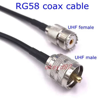 Koaxiálny Kábel RG58 SL16 UHF S0239 Žena Na UHF PL259 Samec Konektor pre UHF Muž Žena Krimpovacie pre RG58 Pigtail Antennm 1M/2M/5M