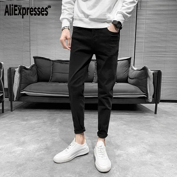 Kórejský Slim Mužov značkové Džínsy pre Mužov Klasické Oft Čierne Nohavice Masculino Džínsové Nohavice Nohavice Mens Plus Veľkosť Jeans