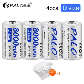 PALO 1-8pcs 1.2 V D veľkosť Ni-MH Dobíjacie Batérie 8000mAh Veľkú Kapacitu nabíjateľné batérie D