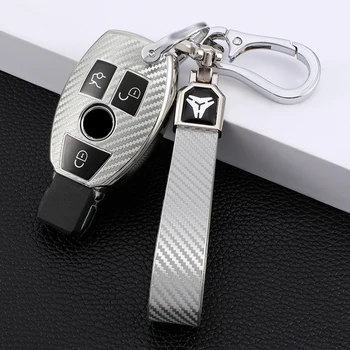 TPU Uhlíkových Vlákien Auto Smart Key Prípade Kryt, Taška Keychain na Mercedes Benz CLS CLA GL R SLK AMG A B C Trieda Kľúče