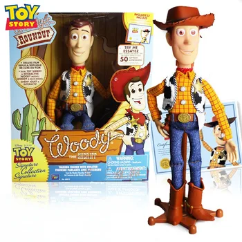 40 CM Disney Pixar Toy Story Woody Jesse Buzz Lightyear Film Zvukový Charakter Bábika Handričkou Cowboy Action Údaje Vianočný Darček