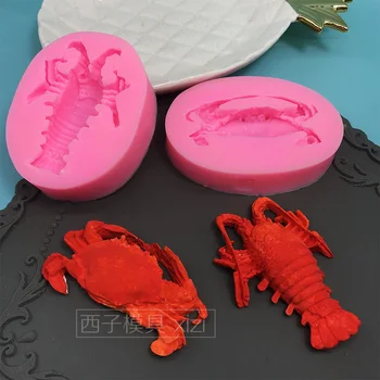 Krab lobster silikónové formy simulácia čokoláda Mu Si zmrzlinu formy práce hliny živice formy formy polievka