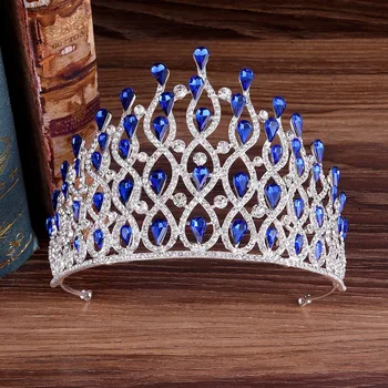 KMVEXO Luxusné Multilayers Drop Royal King Svadobné Koruny Nevesta Tiaras Vlasy, Šperky Crystal Diadem Prom Party Sprievod Príslušenstvo