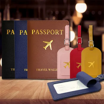 2ks/set Pas Pokrytie Cestovných ID Kreditnej Karty Držiteľ Pasu Pu Kožený Paket Kabelky Tašky Ženy Batožiny Meno Držiteľa Karty Značky