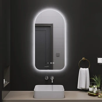 Smart Nepravidelný Sklo Kúpeľňa Zrkadlo Svetlo Závesné Elektrické Nerozbitného Kúpeľňa Zrkadlo Osvetlené Espejo Krytý Dodávky